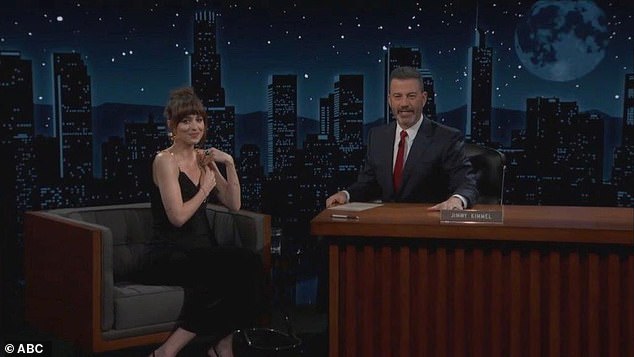 A clip of Daddio was shown to the audience and Dakota's dress was ruined when they returned