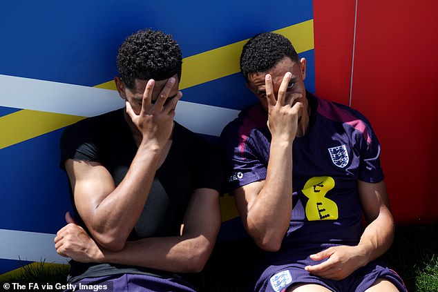 The pair repeated their celebration of the match against Serbia during training on Tuesday