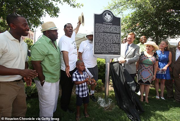 Juneteenth Historical Marker is unveiled following the dedication ceremony hosted by Galveston Historical Foundation and Texas Historical Commission on Juneteenth ten years ago