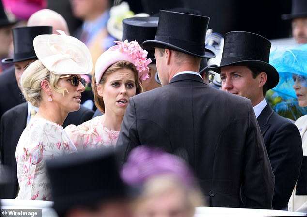 Zara alongside Princess Beatrice and Prince William, on day two of Royal Ascot 2024
