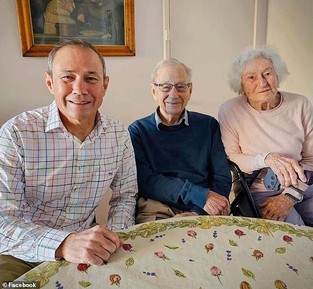 He also thanked those who sent their condolences to the Cook family, especially his father Hugh Cook (pictured centre), who was married to Lynette (left) for 70 years.