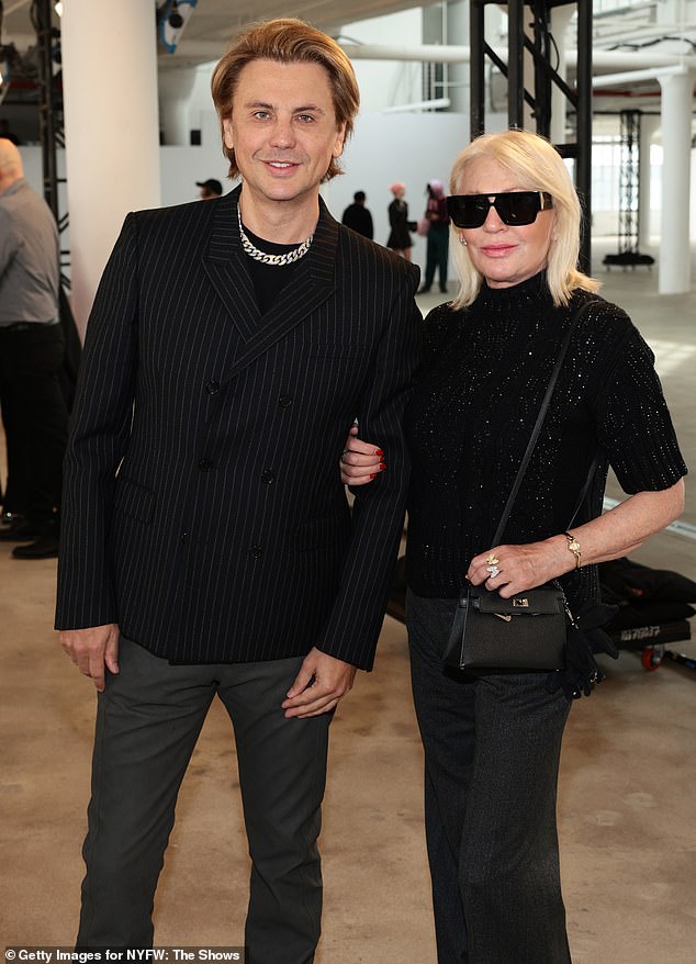 Seen with his mother Galina at the Badgley Mischka fashion show during New York Fashion Week - February 2024: The shows at the Starrett-Lehigh Building on February 10 in New York City