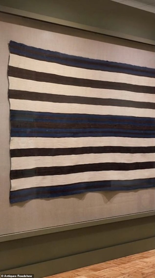 The blanket was eventually sold for $450,000 to an anonymous buyer, years after Kuntz appeared on Roadshow.  The blanket was then donated to the Detroit Institute of Arts (photo: the Navajo blanket displays at the Detroit Institute of Arts)