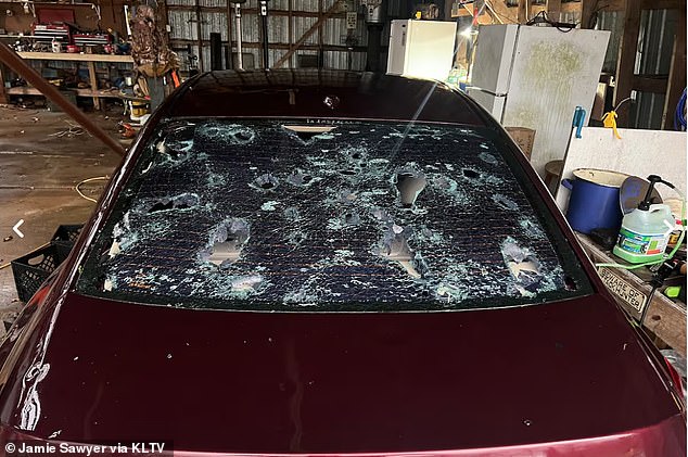 East Texas experienced extreme hail measuring two inches in diameter, shattering car windshields (photo)