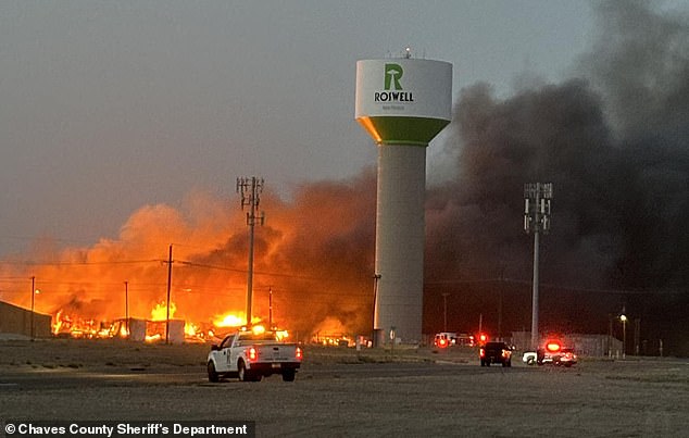 Since records began, the US has suffered a whopping 387 separate weather and climate disasters with total damages exceeding $1 billion each and costing over $2.7 trillion.  Pictured: A wildfire that ripped through Roswell, Michigan in April