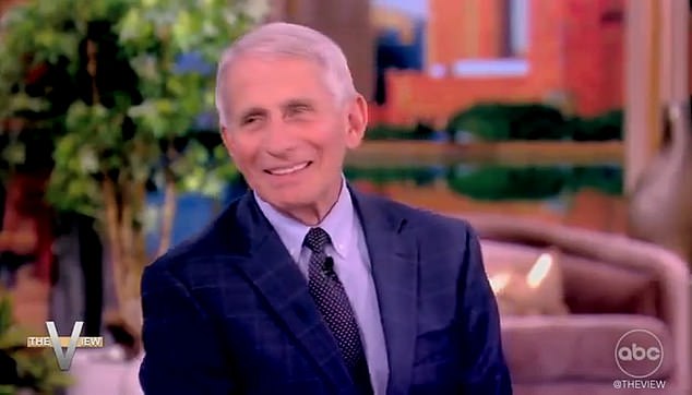 Fauci smiled as the TV hosts praised him for his efforts during the COVID pandemic