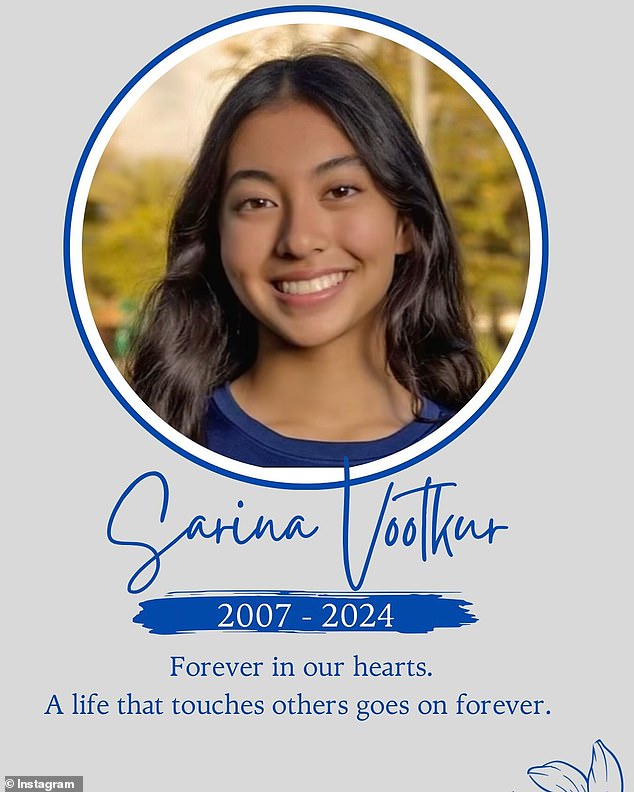 Her school posted this tribute to Sarina on Thursday after she was identified