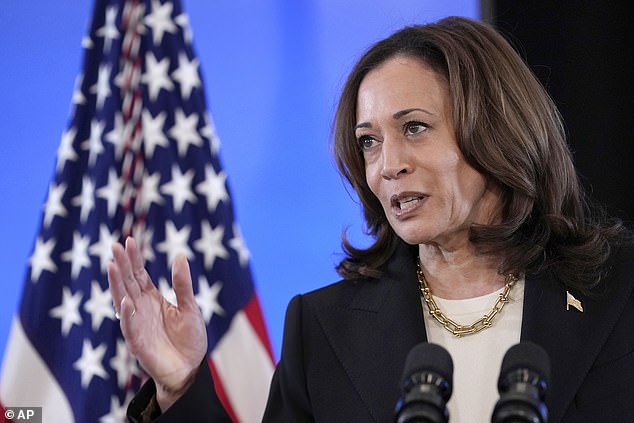 Vice President Kamala Harris at the White House.  Harris has made abortion rights a centerpiece of her campaign activities