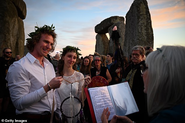 Walter Ross marries Laura Cummings as the sun sets at Stonehenge