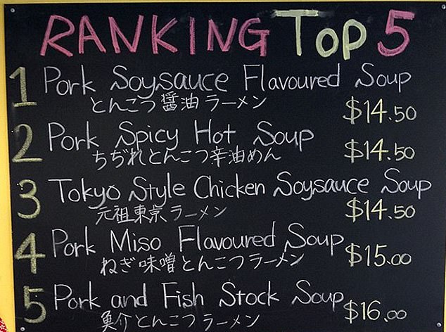 Pork soy sauce flavored soup is number one