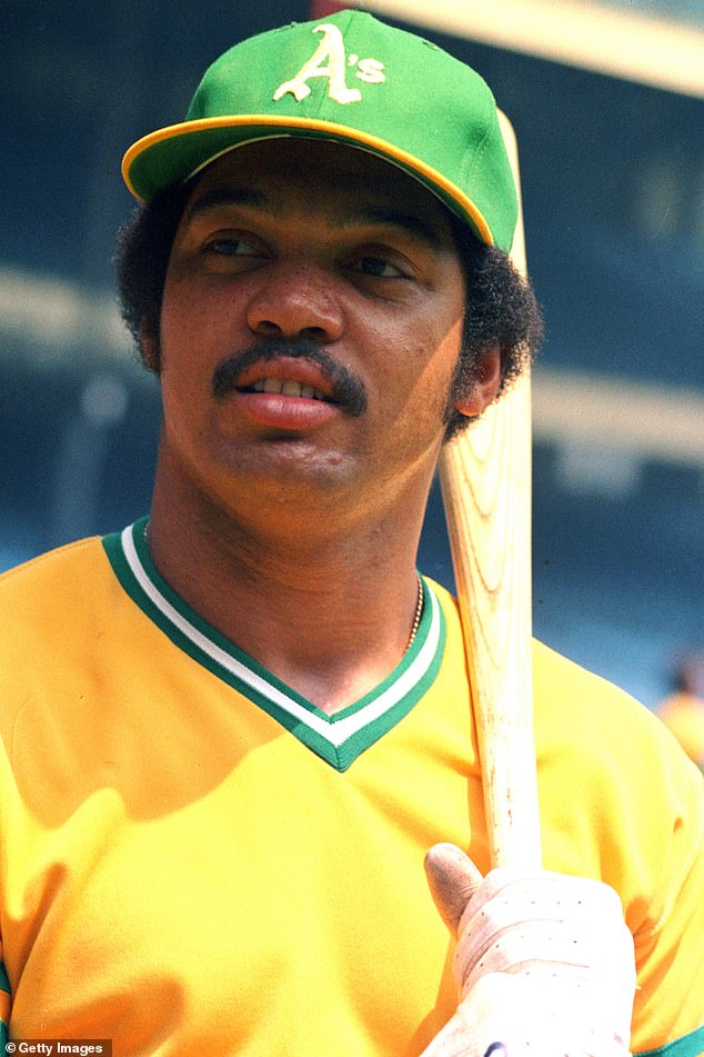 Jackson can be seen around 1974 with the Oakland A's, with whom he spent 10 seasons in the MLB