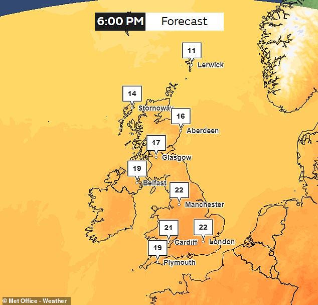 The weather for today will be warm and sunny across most of Britain, but experts say temperatures will warm later due to seasonal slowdown