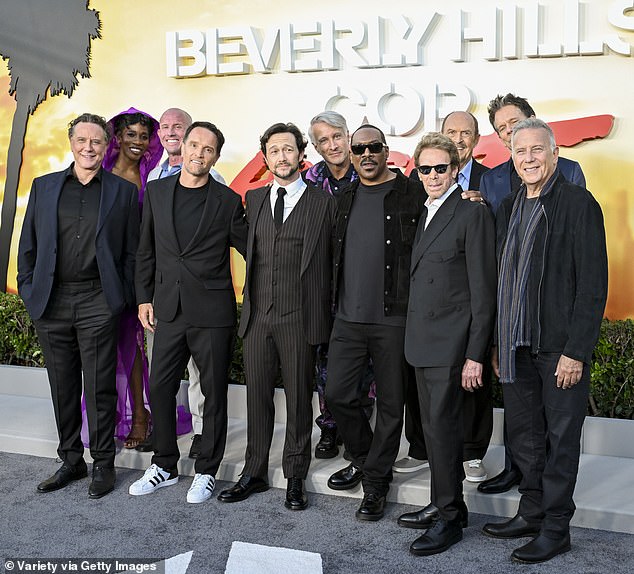The cast took a group photo together with some of the crew;  pictured are judge Reinhold, Chantal Nchako, Will Beall, director Mark Molloy, Joseph Gordon-Levitt, Bronson Pinchot, Eddie Murphy, producer Jerry Bruckheimer, John Ashton, Kevin Bacon and Paul Reiser