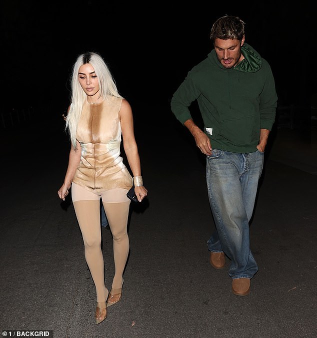The star was joined by her longtime boyfriend Chris for a night out