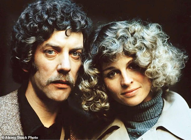 The co-stars, pictured in 1973, remained tight-lipped about the sex scene – until 2018, when Sutherland issued an outright denial.