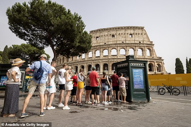 Rome was hit by a heatwave this week, with tourists queuing for water outside the Colosseum