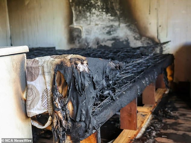 A fire engulfed a home engulfed by an overcharged lithium-ion battery.  Image: DFES.