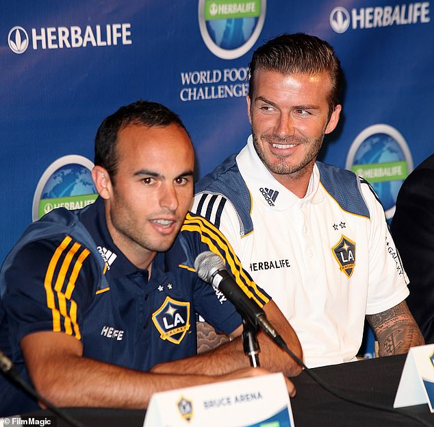 Donovan is pictured with former LA Galaxy teammate David Beckham (right) in 2011