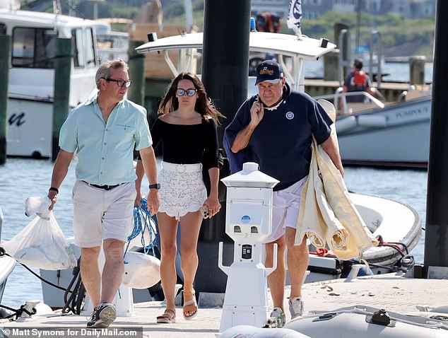 The couple was photographed together for the first time since their relationship was revealed on Wednesday morning as they enjoyed a day on the water on Nantucket Island.
