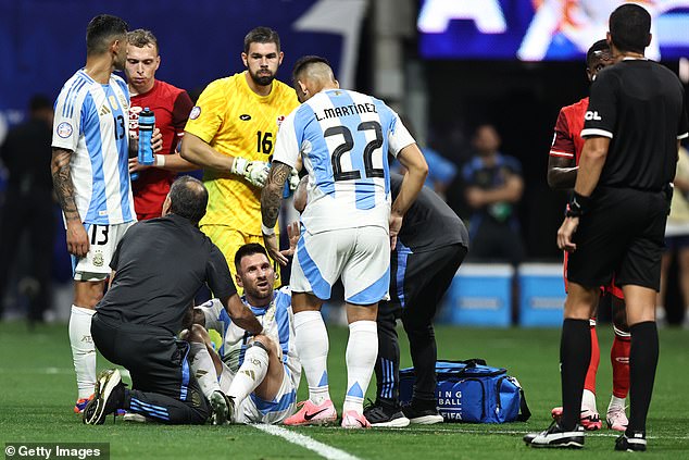 Messi struggled with an injury late on, but came back to help score the second goal