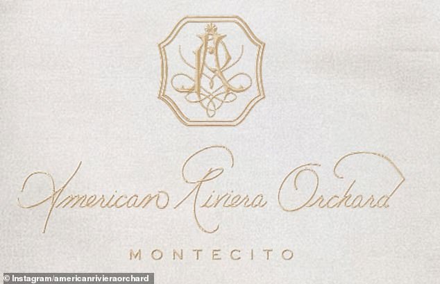 The brand's logo is written in fine gold script above the word Montecito, where Meghan lives
