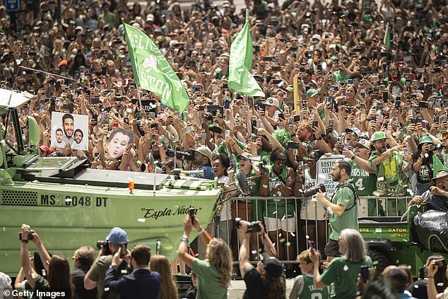 The Celtics celebrated winning an 18th NBA title in their franchise's storied history