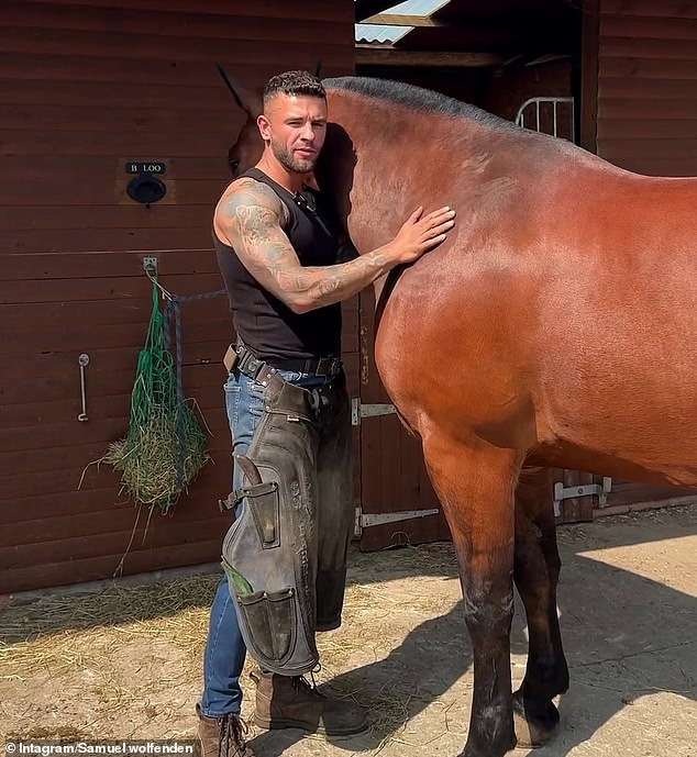 His tattooed frame, good looks, warm smile and love of horses have proven to be a winning combination on social media and he has quickly become a farrier influencer
