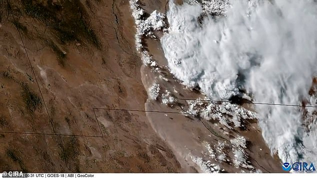 High-speed winds of up to 90 miles per hour whipped through parts of southern New Mexico, while the Albuquerque area was left with piles of icy hail from the storm - which also caused mudslides and flooding near the Sierra Blanca Mountains of the stands.