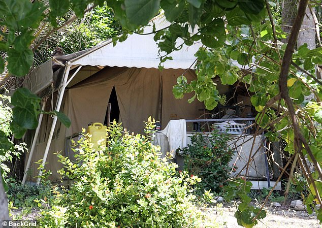 Luxury glamping tents were once a feature but are now abandoned (pictured)