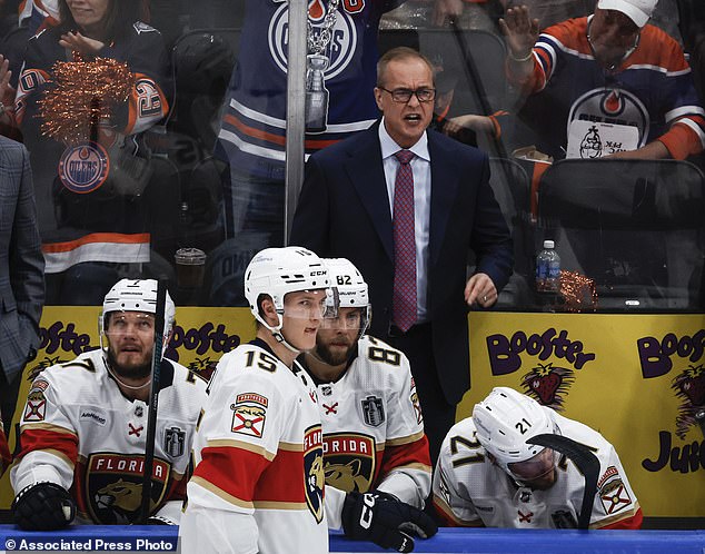Florida Panthers coach Paul Maurice screams after a Panthers goal is disallowed for offside