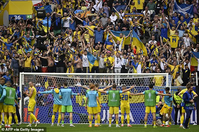 Ukraine supporters were passionate throughout the match at the Dusseldorf Arena