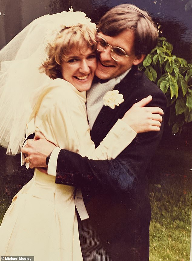 Dr.  Mosley with his wife Clare on their wedding day in 1987, almost forty years ago