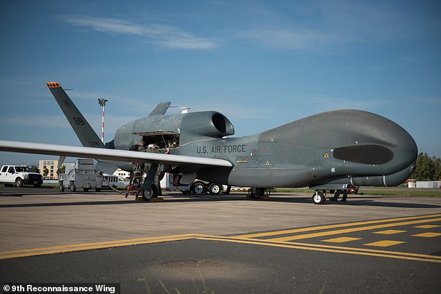 Counterfeit parts from China were also found in the AI ​​capabilities of the US Air Force's Global Hawk unmanned surveillance aircraft (pictured above)