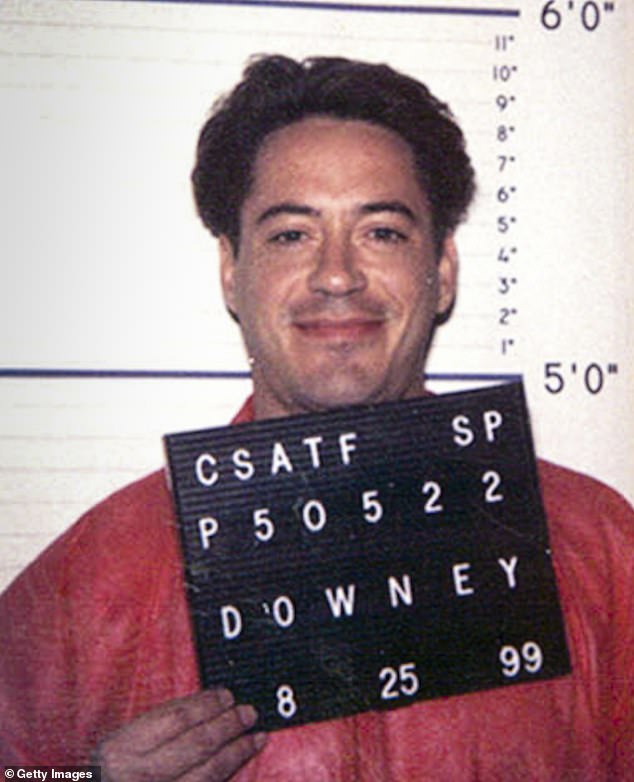 The star ran into legal trouble: he is seen in a mugshot in 1999