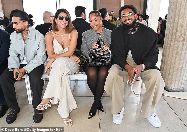 Maluma, Clara Pablo, Jordyn Woods and Karl-Anthony Towns sat front row during the show