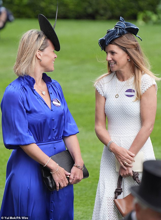 Mrs Dominic Spencer-Churchill (pictured, right) attends the fifth day of Royal Ascot on Saturday