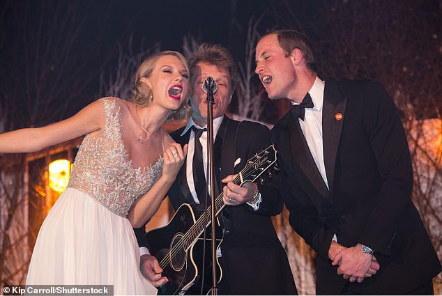 Taylor and Prince William's connection dates back to 2013, when the pair performed with Bon Jovi (pictured) on stage at a charity event in London