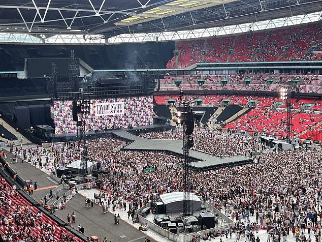 Wembley Stadium is already starting to fill with fans as they take their seats ahead of Saturday's show