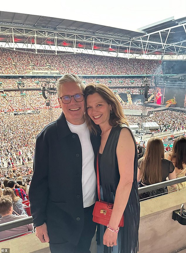 Sir Keir Starmer and his wife Victoria were pictured at the Eras Tour concert at Wembley on Friday evening
