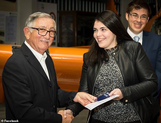 Danica Theuma receives her theory certificate for an aviation pilot's license at the Malta Aviation Museum in December 2017