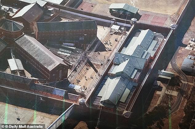 Aerial view of the courtyards in the old part of Goulburn's main prison, where Justin Stein was expected to spend decades for the murder of Charlie Mutten