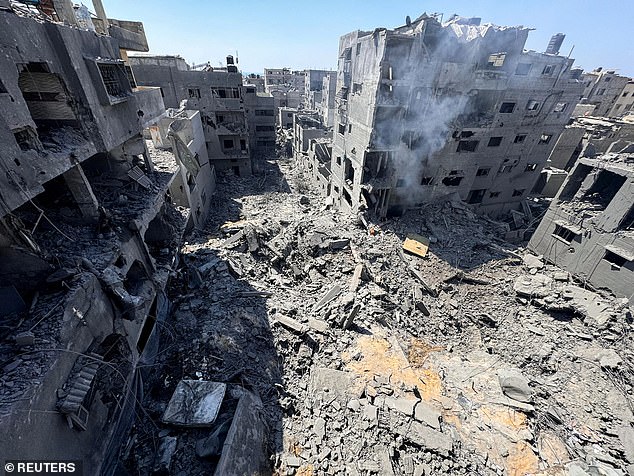 The scene of Israeli attacks on homes, amid the conflict between Israel and Hamas, in the Al-Shati refugee camp in Gaza City, June 22, 2024