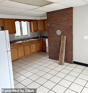 The kitchen in the three-bedroom duplex