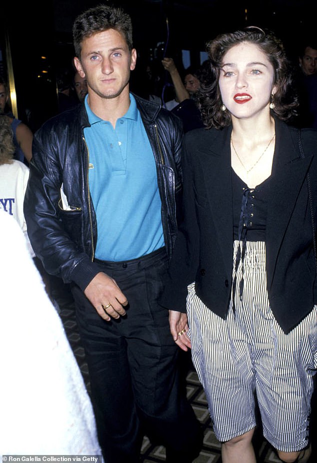 Both Madonna and Sean have categorically denied that he was ever violent towards her, and she even testified on his behalf in a defamation lawsuit over the allegations;  pictured 1988
