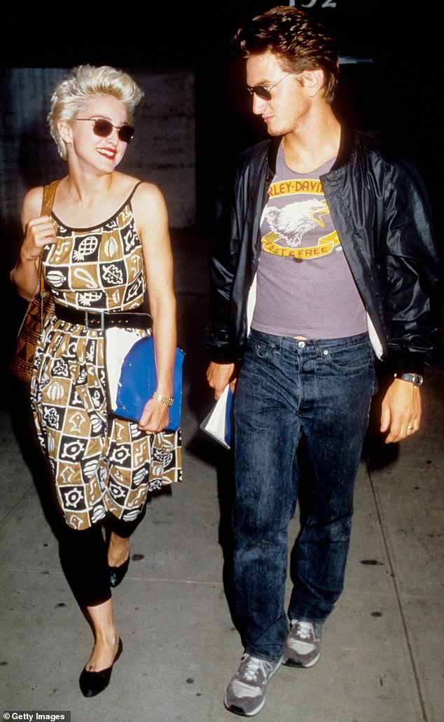 Madonna and Sean are pictured in New York in 1986 after a rehearsal for their play Goose And Tom Tom, which also starred Harvey Keitel
