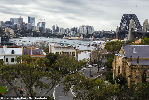 The average house price in Sydney would reach a new record of $1.933 million in just three years (pictured shows the Sydney Harbor Bridge as seen from Observatory Hill)