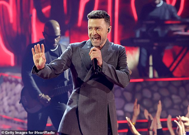 Justin Timberlake is reportedly struggling with the end of his 'golden boy image' and the feeling that his career currently isn't where he hoped it would be (seen in April 2024)