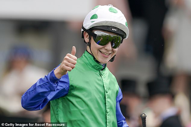 Teenager Billy Loughnane celebrates a breakthrough success in the Coventry Stakes