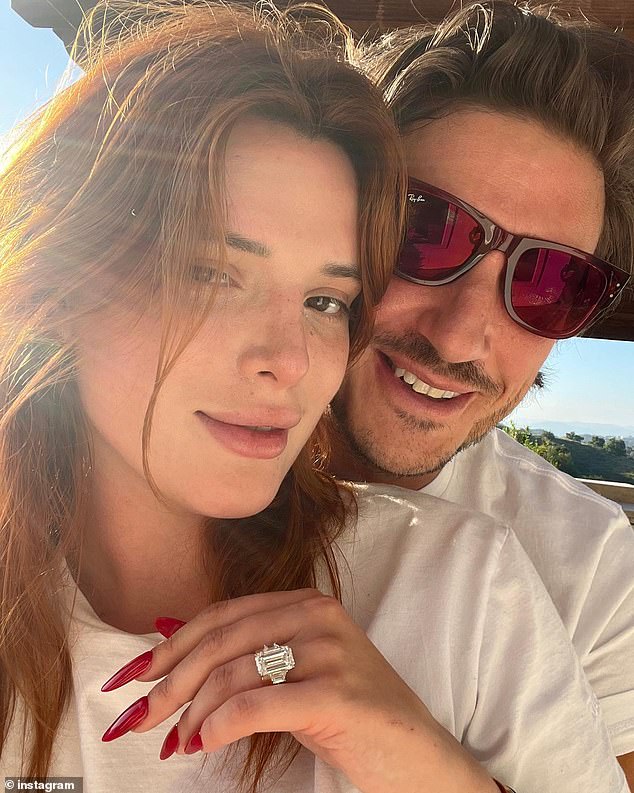 Bella is now engaged to entrepreneur and Bad Vegan producer Mark Emms.  The couple met in 2022 on the beach of Ibiza at Cara Delevingne's birthday party