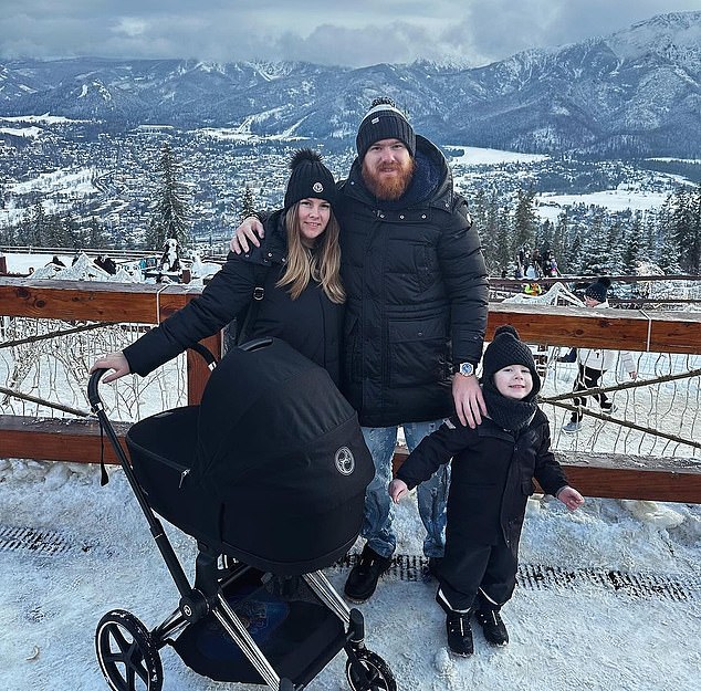 Adam is a family man and visited snowy Poland with his wife and son this winter